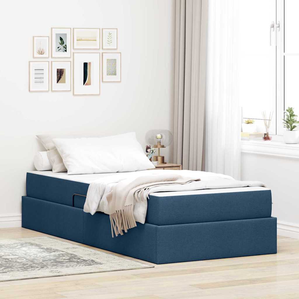 Förvaringssäng med madrass Blå 100 x 200 cm Polyester