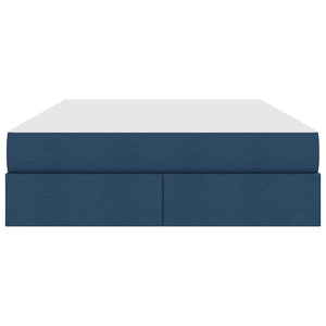 Förvaringssäng med madrass Blå 140 x 190 cm Polyester