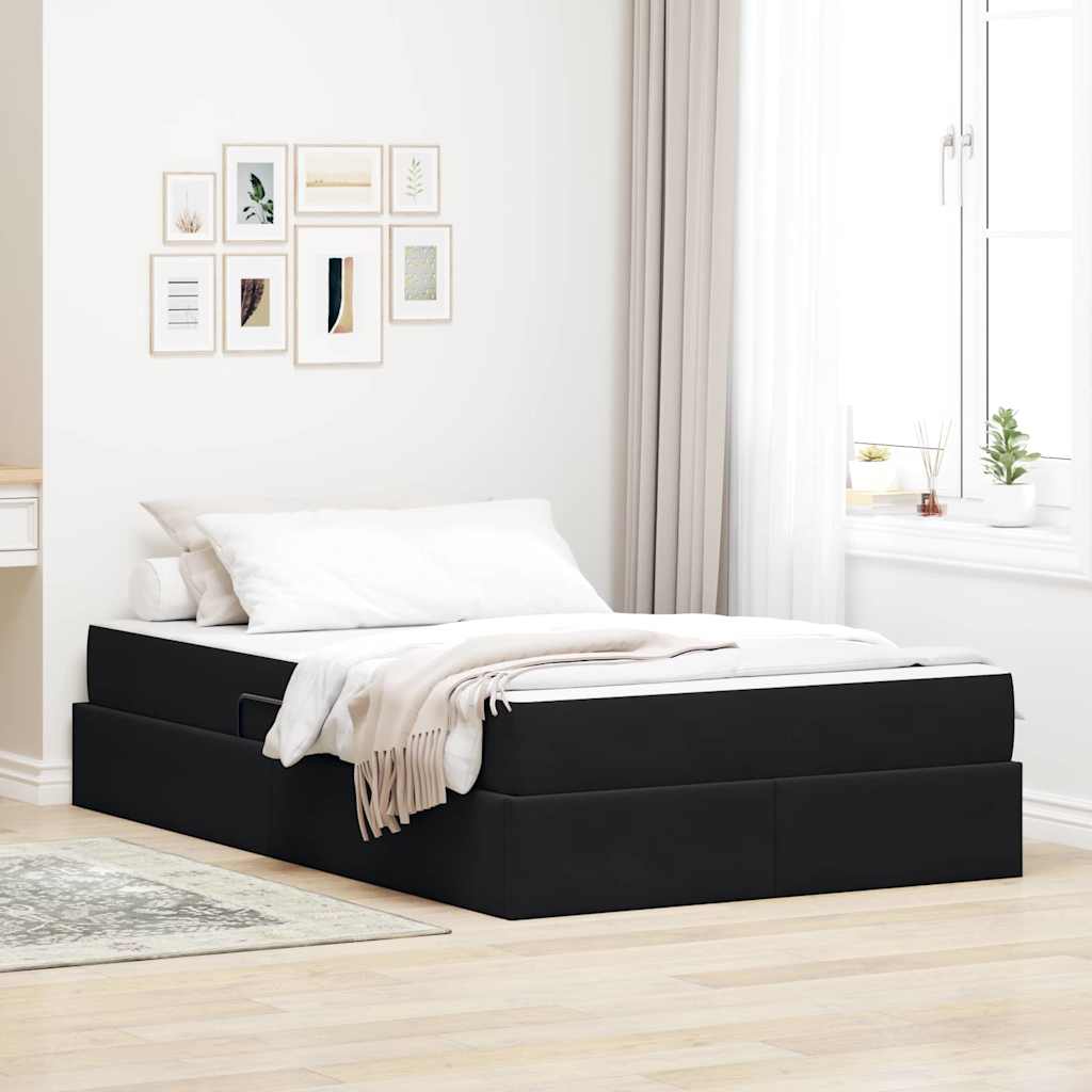 Förvaringssäng med madrass Svart 120 x 200 cm Sammet