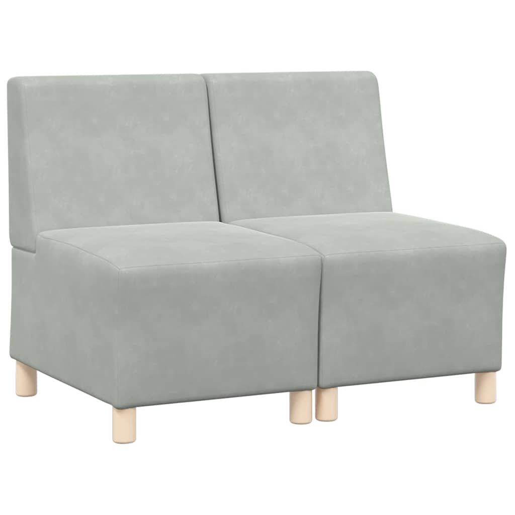 Modulsofa utan armstöd 2 pcs Ljusgrå 55 x 74 x 82 cm Sammet