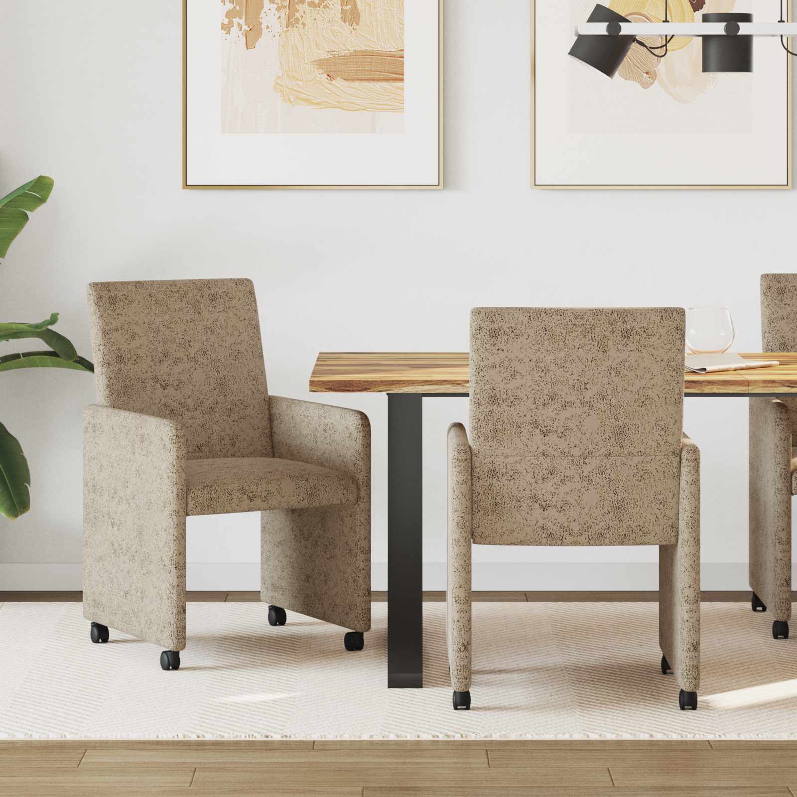 Matstolar med hjul med hjul 2 pcs Ljusgrå 57 x 66 x 94 cm