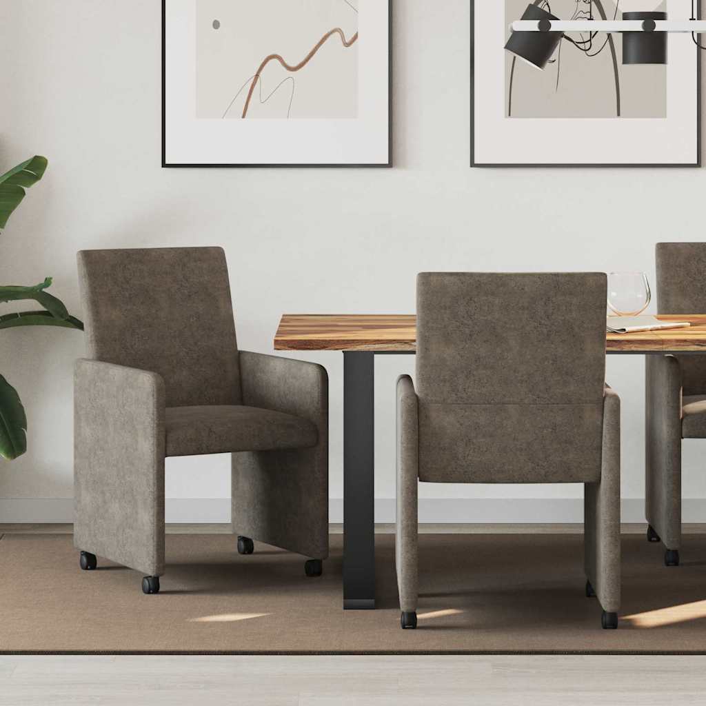 Matstolar med hjul med hjul 2 pcs Mörkgrå 57 x 66 x 94 cm