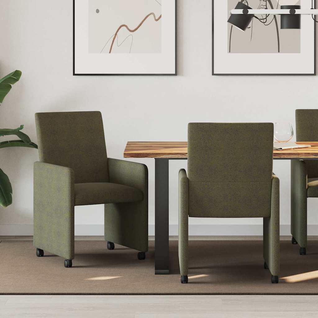 Matstolar med hjul med hjul 2 pcs Armégrön 57 x 66 x 94 cm