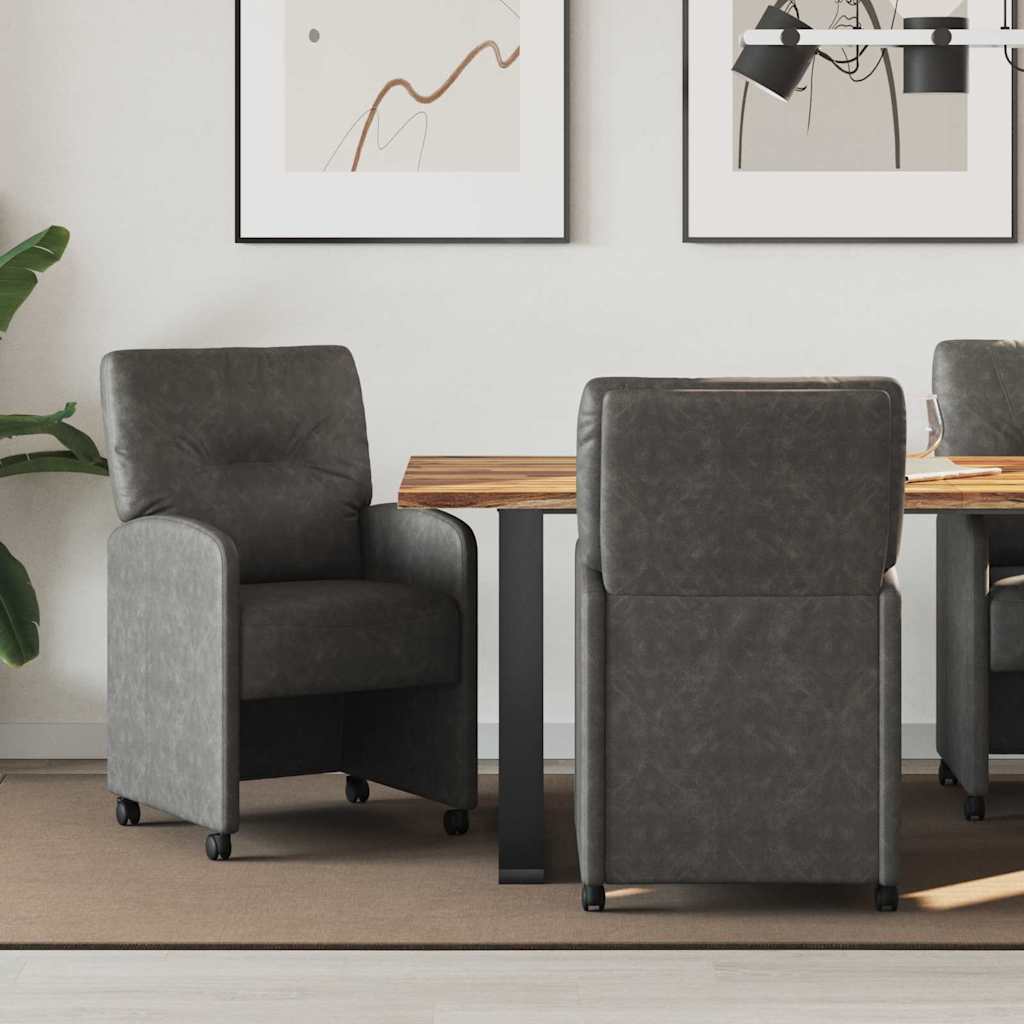 Matstolar med hjul 2 pcs Svart 57 x 67 x 95 cm Konstläder
