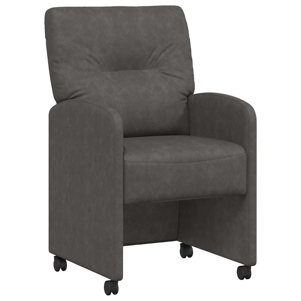 Matstolar med hjul 2 pcs Svart 57 x 67 x 95 cm Konstläder