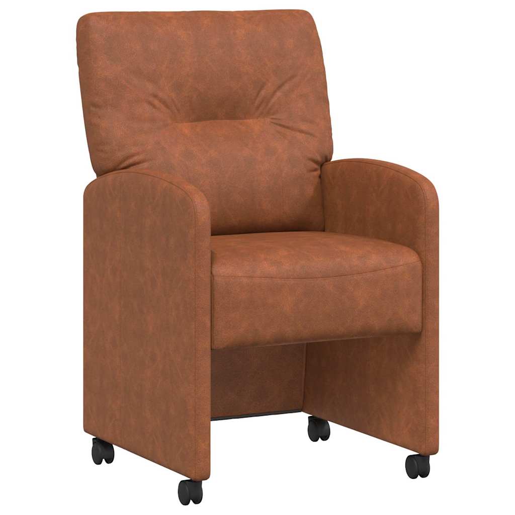 Matstolar med hjul 2 st Konstläder Brun 57 x 67 x 95 cm