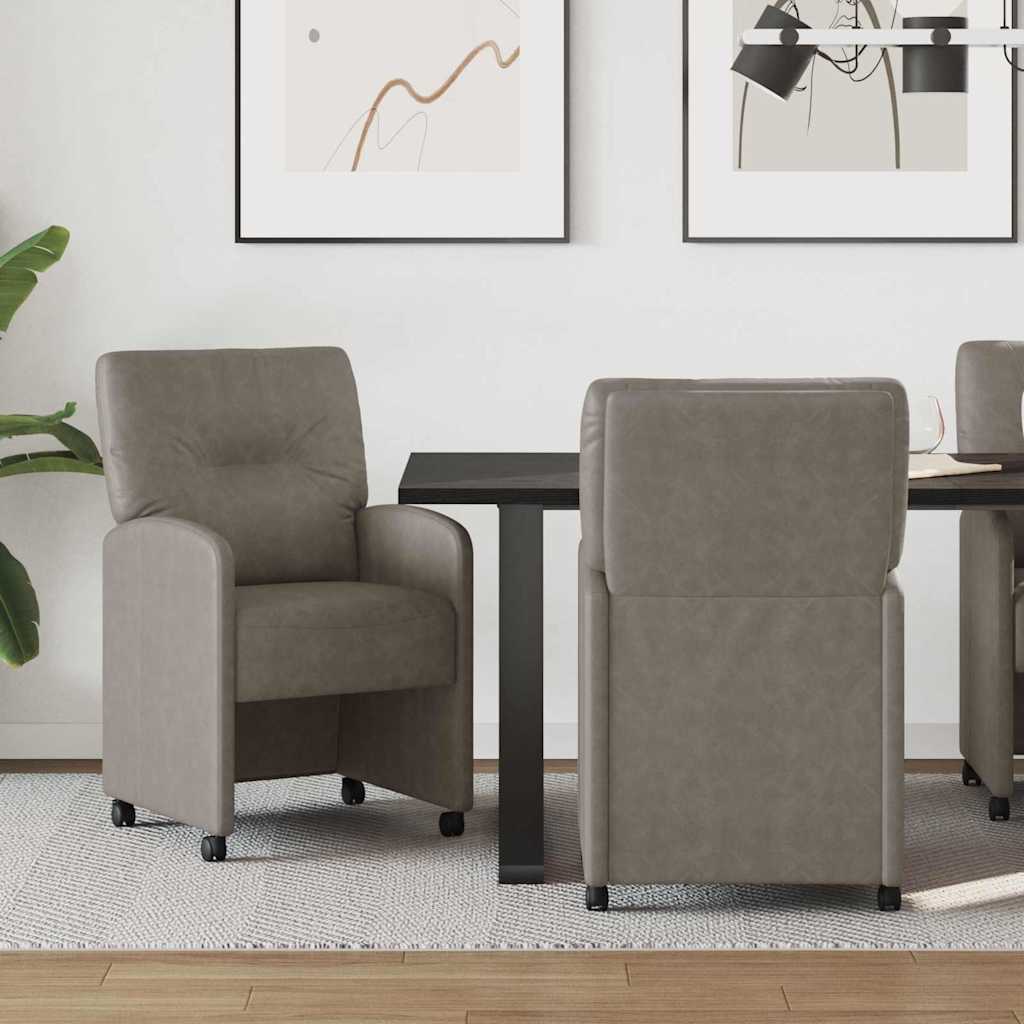 Matstolar med hjul 2 pcs Grå 57 x 67 x 95 cm Konstläder
