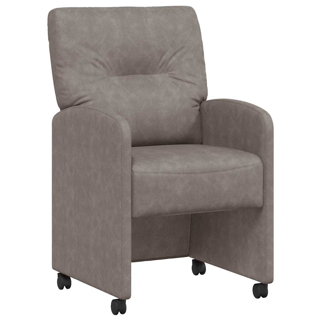 Matstolar med hjul 2 pcs Grå 57 x 67 x 95 cm Konstläder