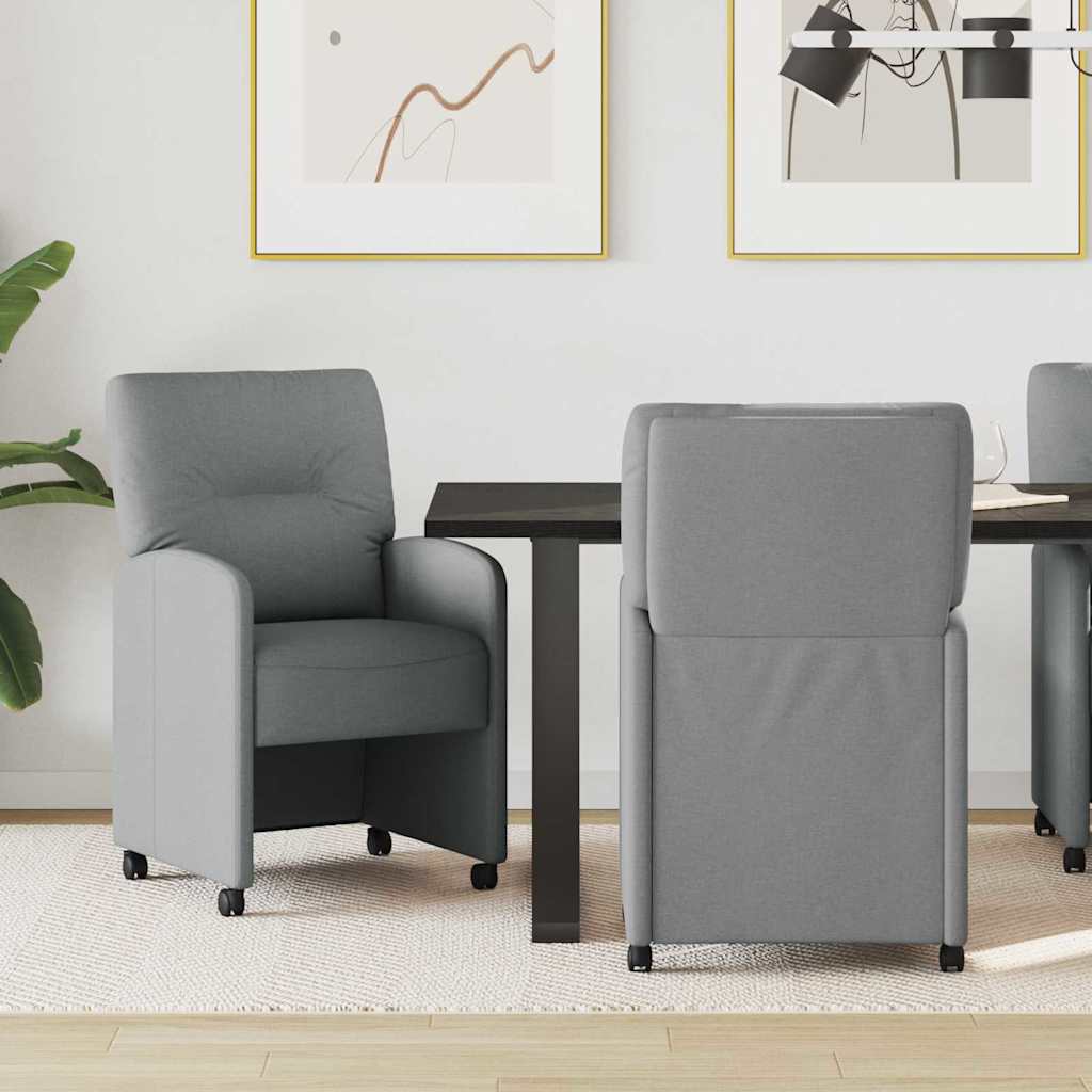 Matstolar med hjul med hjul 2 pcs Ljusgrå 57 x 67 x 95 cm tyg
