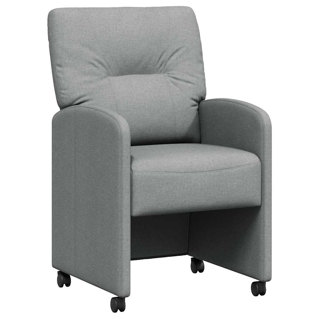 Matstolar med hjul med hjul 2 pcs Ljusgrå 57 x 67 x 95 cm tyg