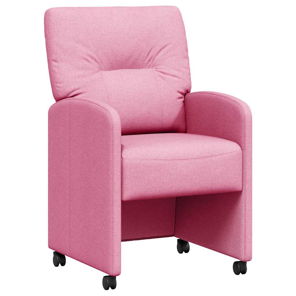 Matstolar med hjul med hjul 2 pcs Rosa 57 x 67 x 95 cm tyg