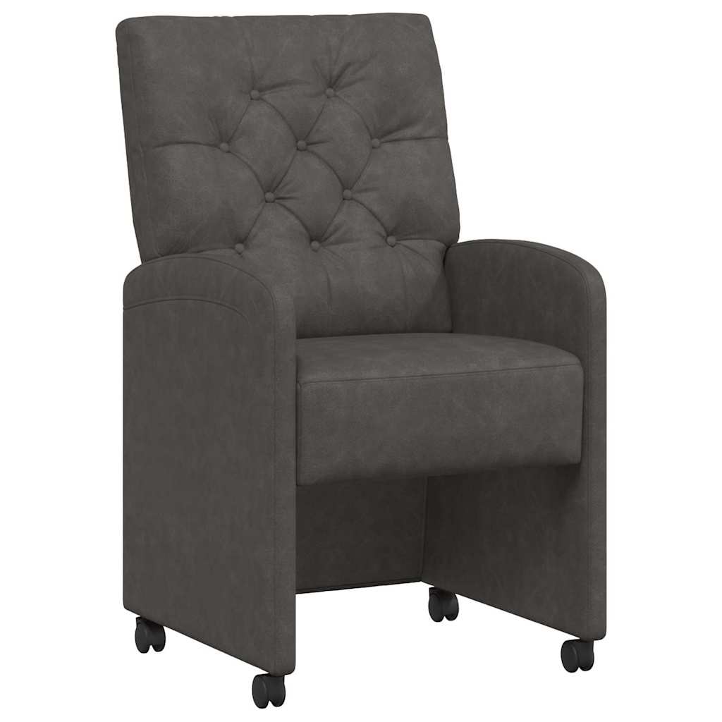 Matstolar med hjul 2 pcs Svart 58 x 67 x 97 cm Konstläder