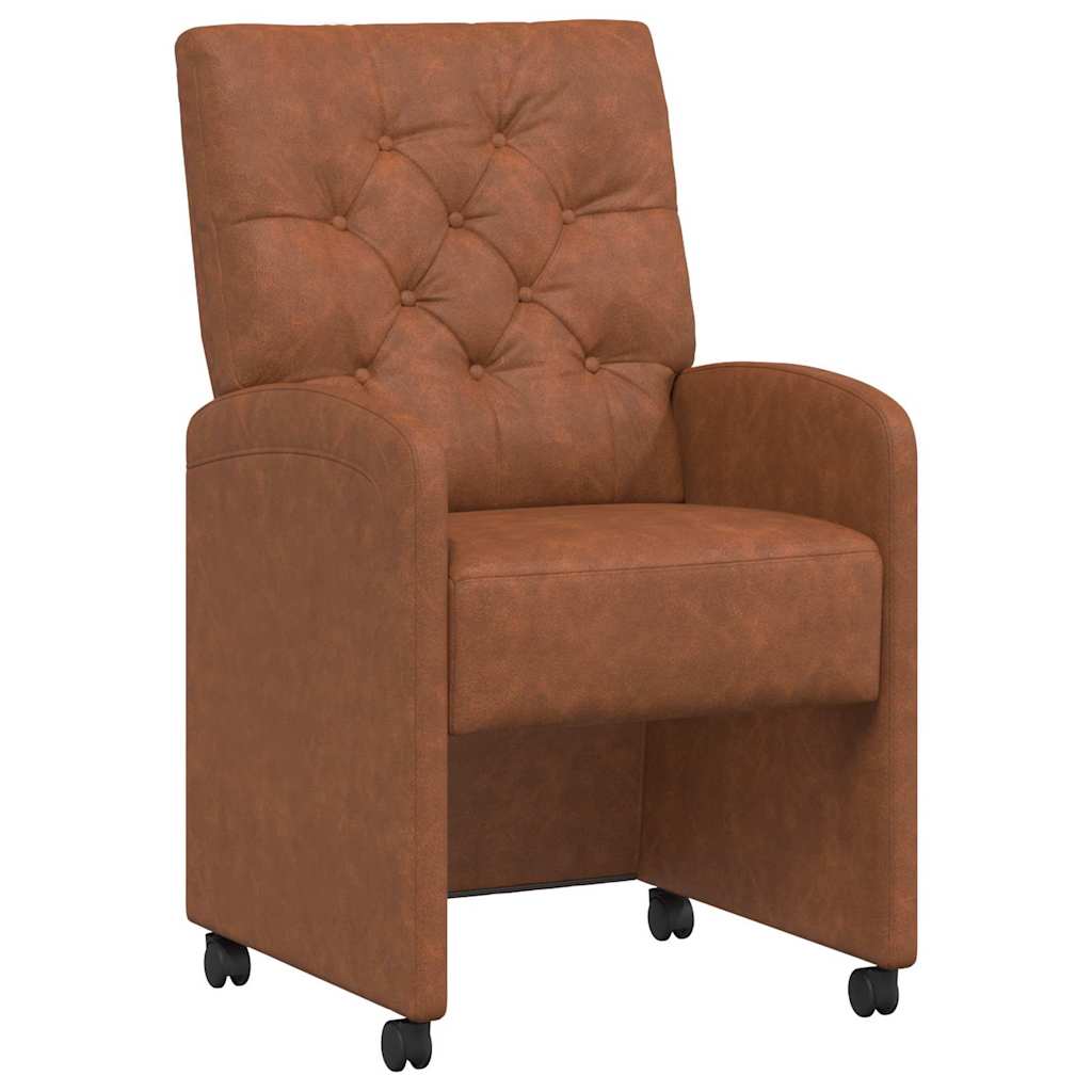 Matstolar med hjul 2 pcs Brun 58 x 67 x 97 cm Konstläder