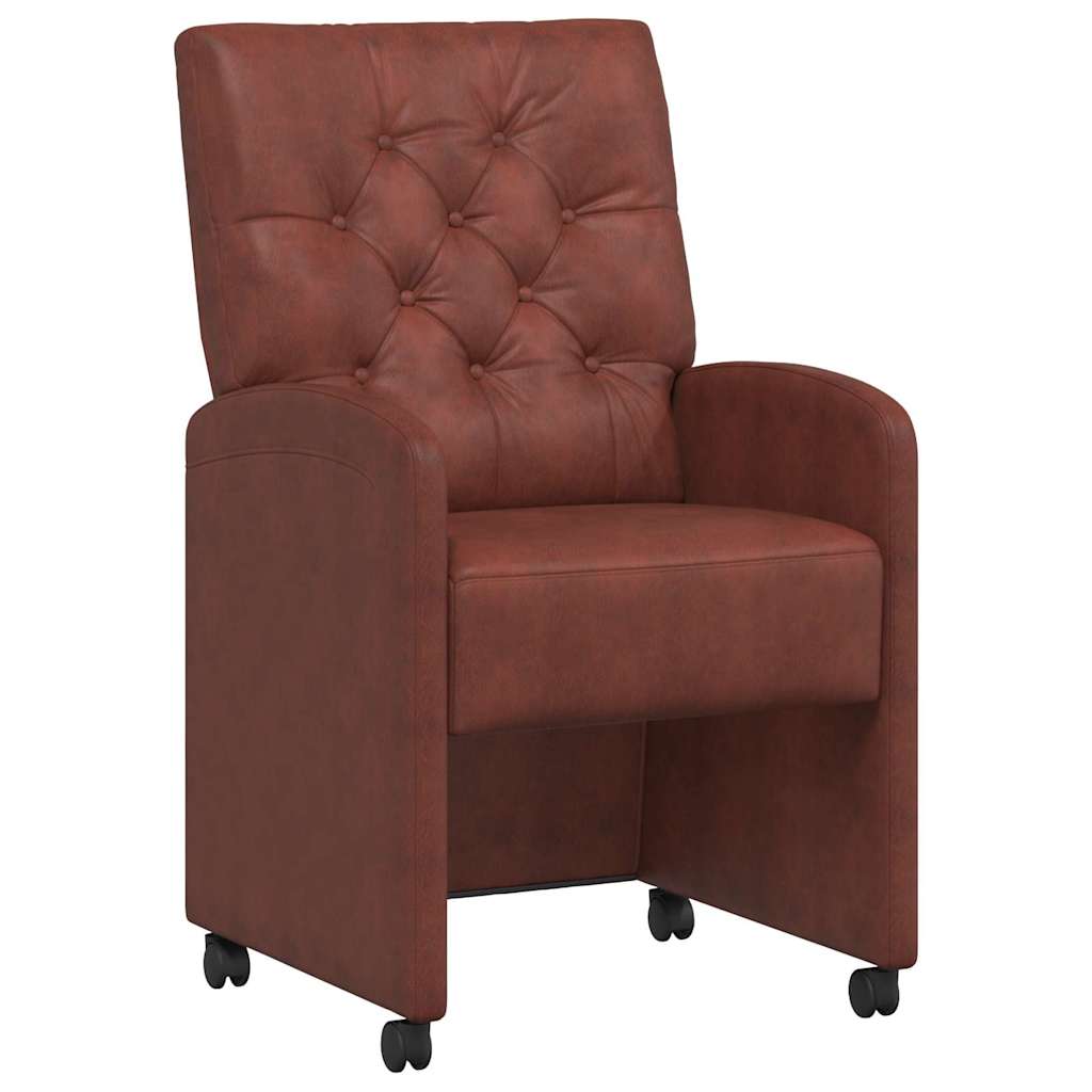 Matstolar med hjul med hjul 2 pcs Skinande brun 58 x 67 x 97 cm