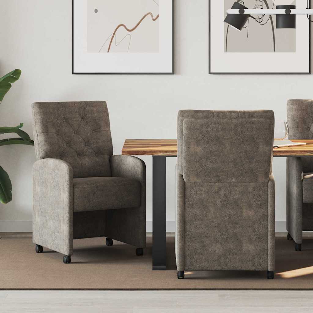 Matstolar med hjul med hjul 2 pcs Mörkgrå 58 x 67 x 97 cm