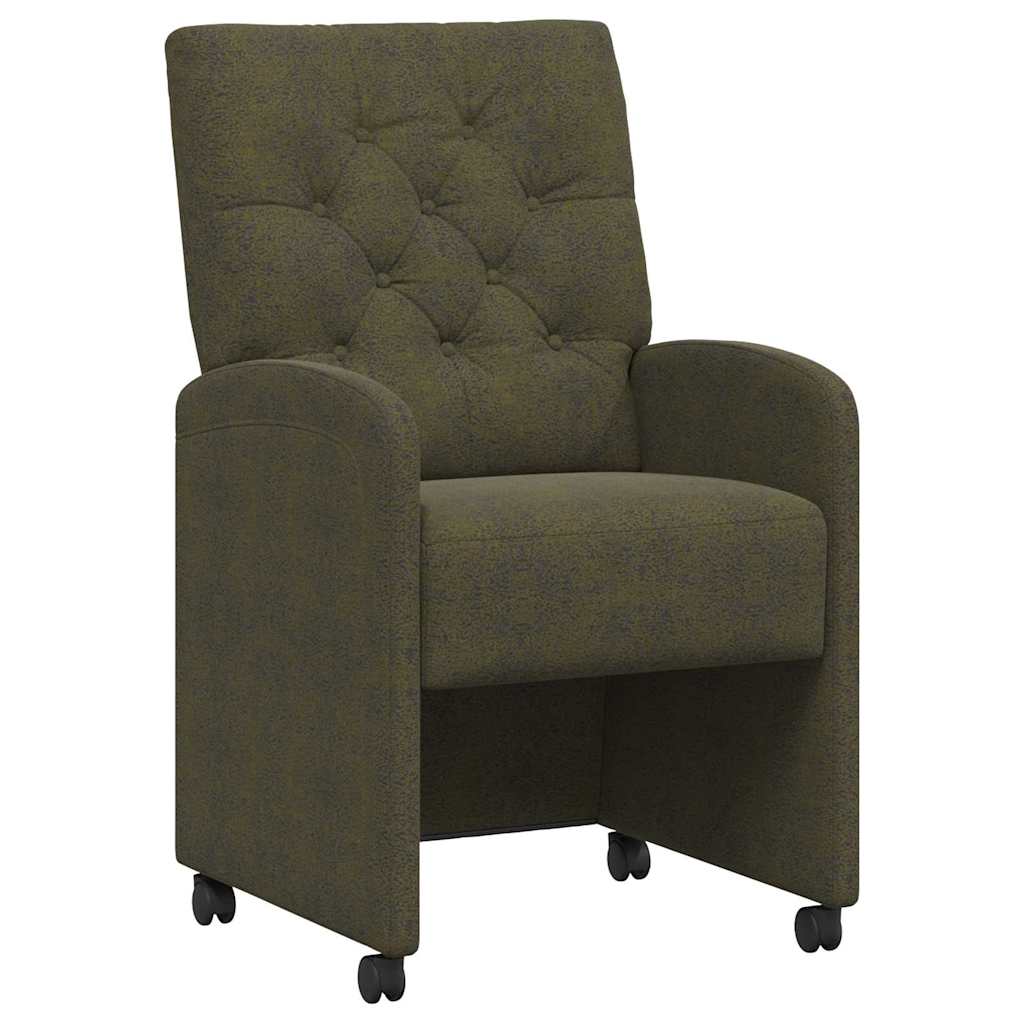 Matstolar med hjul med hjul 2 pcs Armégrön 58 x 67 x 97 cm
