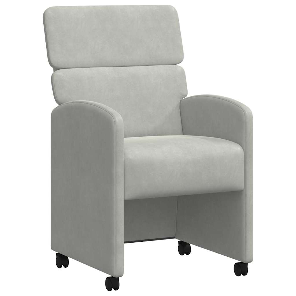 Matstolar med hjul 2 pcs Ljusgrå 58 x 65 x 98 cm Sammet