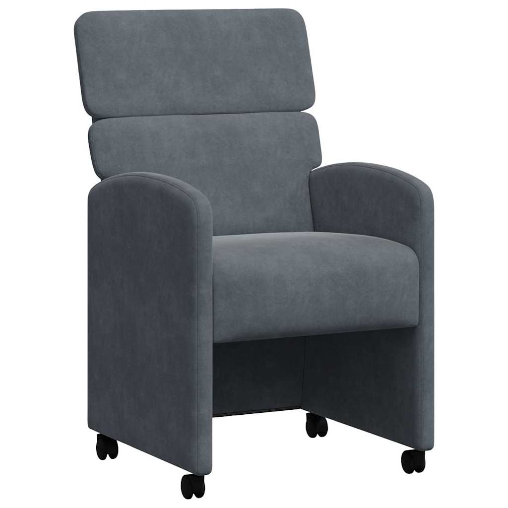 Matstolar med hjul 2 pcs Mörkgrå 58 x 65 x 98 cm Sammet