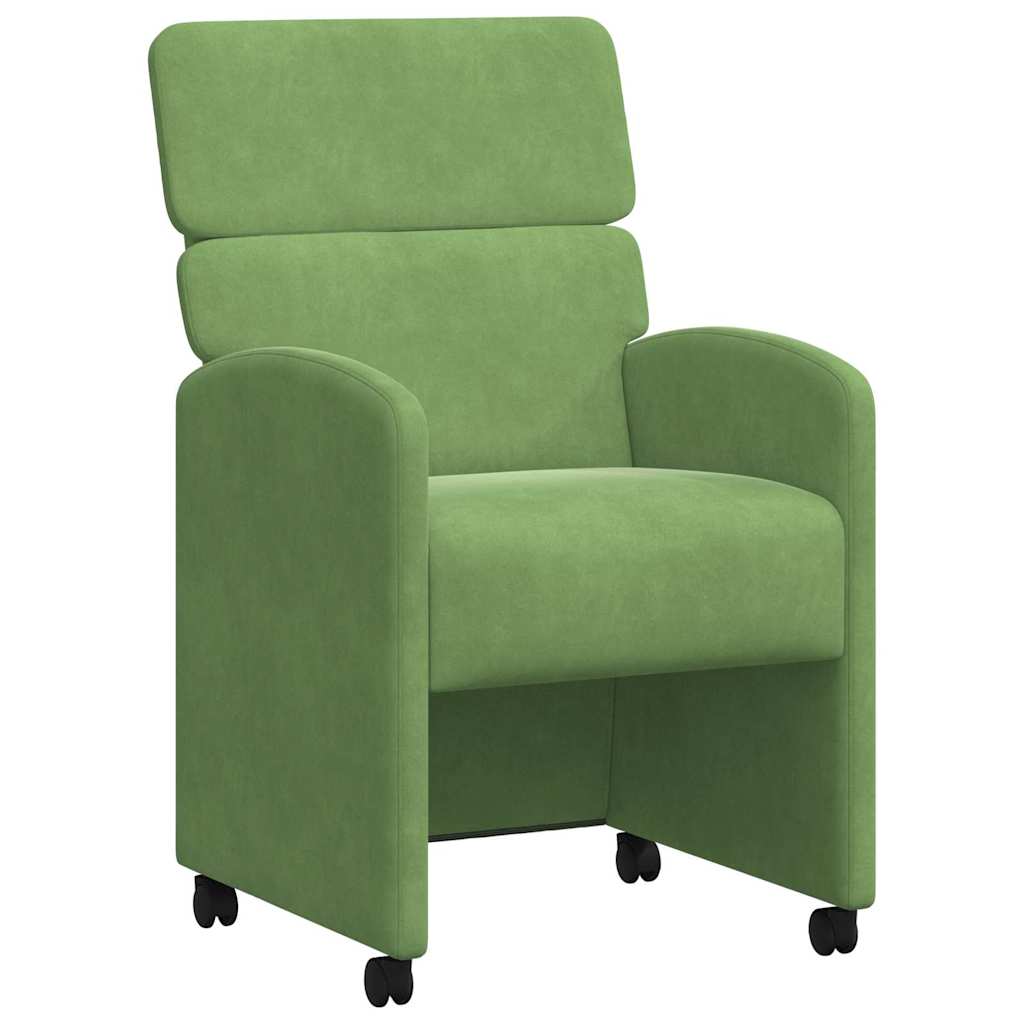 Matstolar med hjul 2 pcs Ljusgrön 58 x 65 x 98 cm Sammet