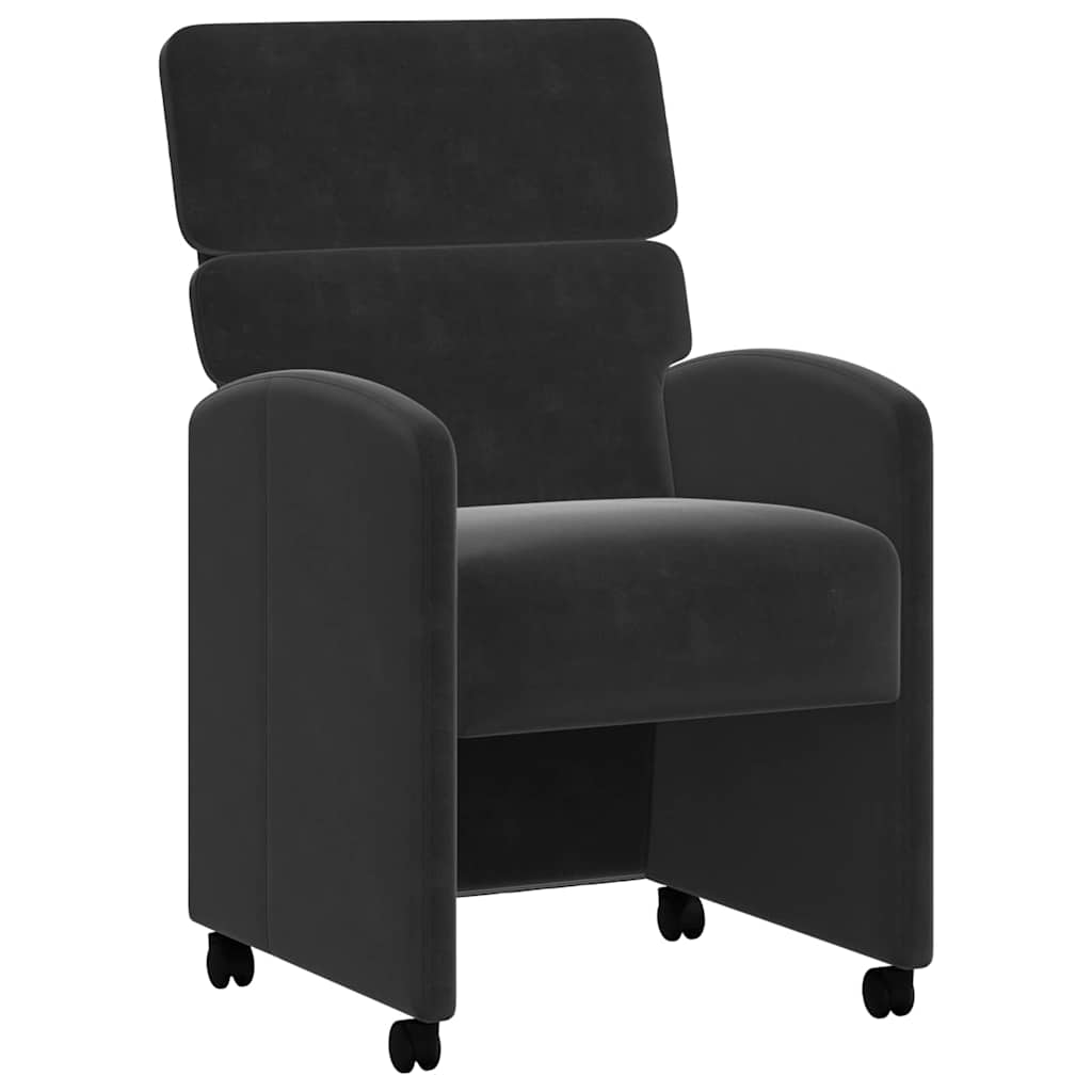 Matstolar med hjul med hjul 2 pcs Svart 58 x 65 x 98 cm Sammet