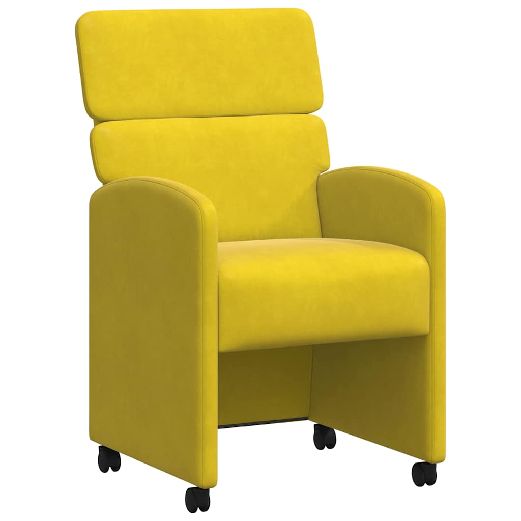 Matstolar med hjul med hjul 2 pcs Gul 58 x 65 x 98 cm Sammet