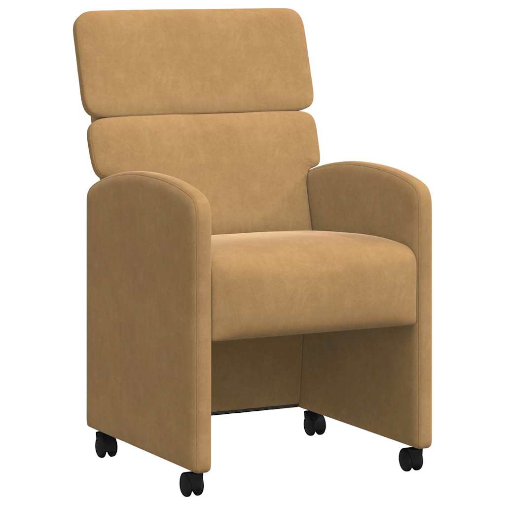 Matstolar med hjul med hjul 2 pcs Brun 58 x 65 x 98 cm Sammet