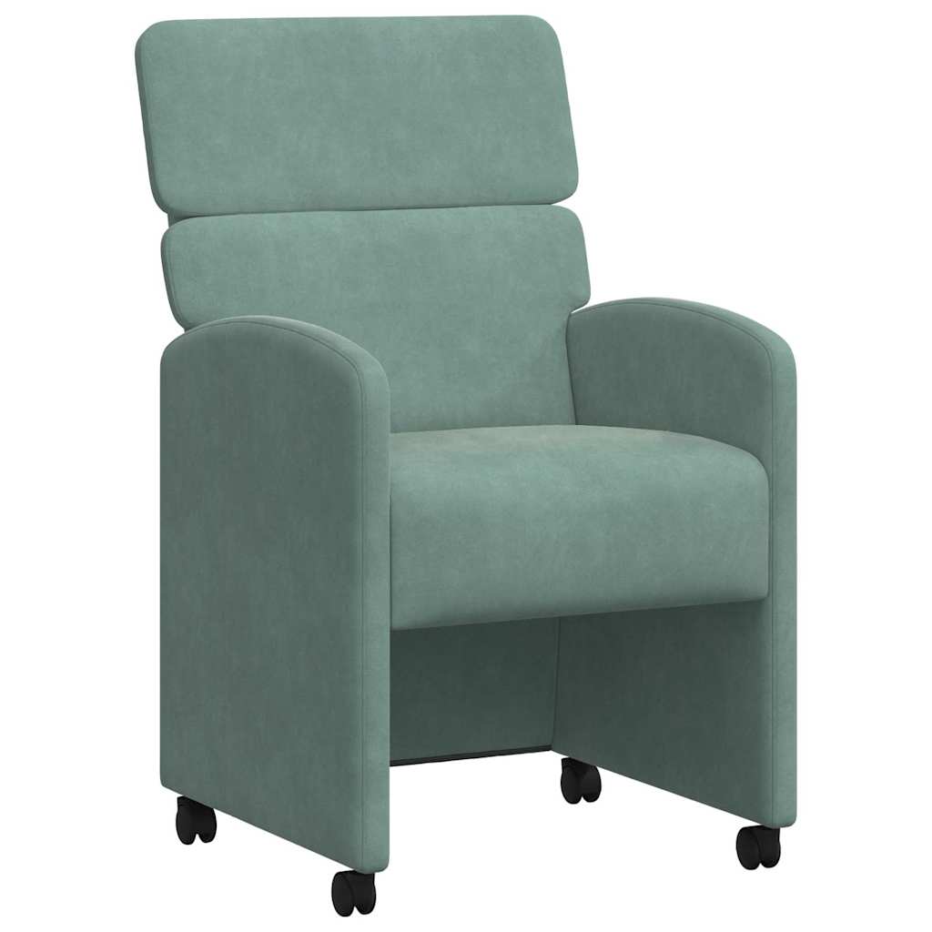 Matstolar med hjul 2 pcs havsgrön 58 x 65 x 98 cm Sammet