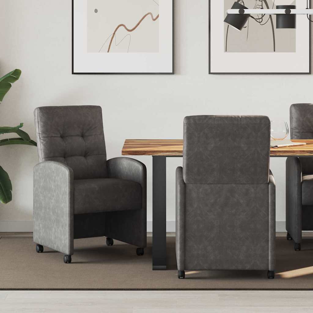 Matstolar med hjul 2 pcs Svart 58 x 67 x 97 cm Konstläder