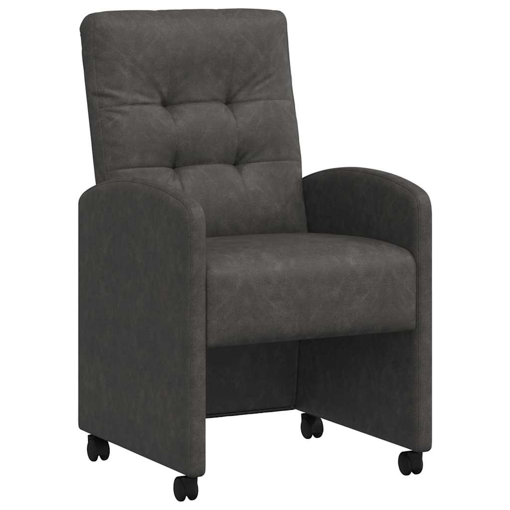 Matstolar med hjul 2 pcs Svart 58 x 67 x 97 cm Konstläder