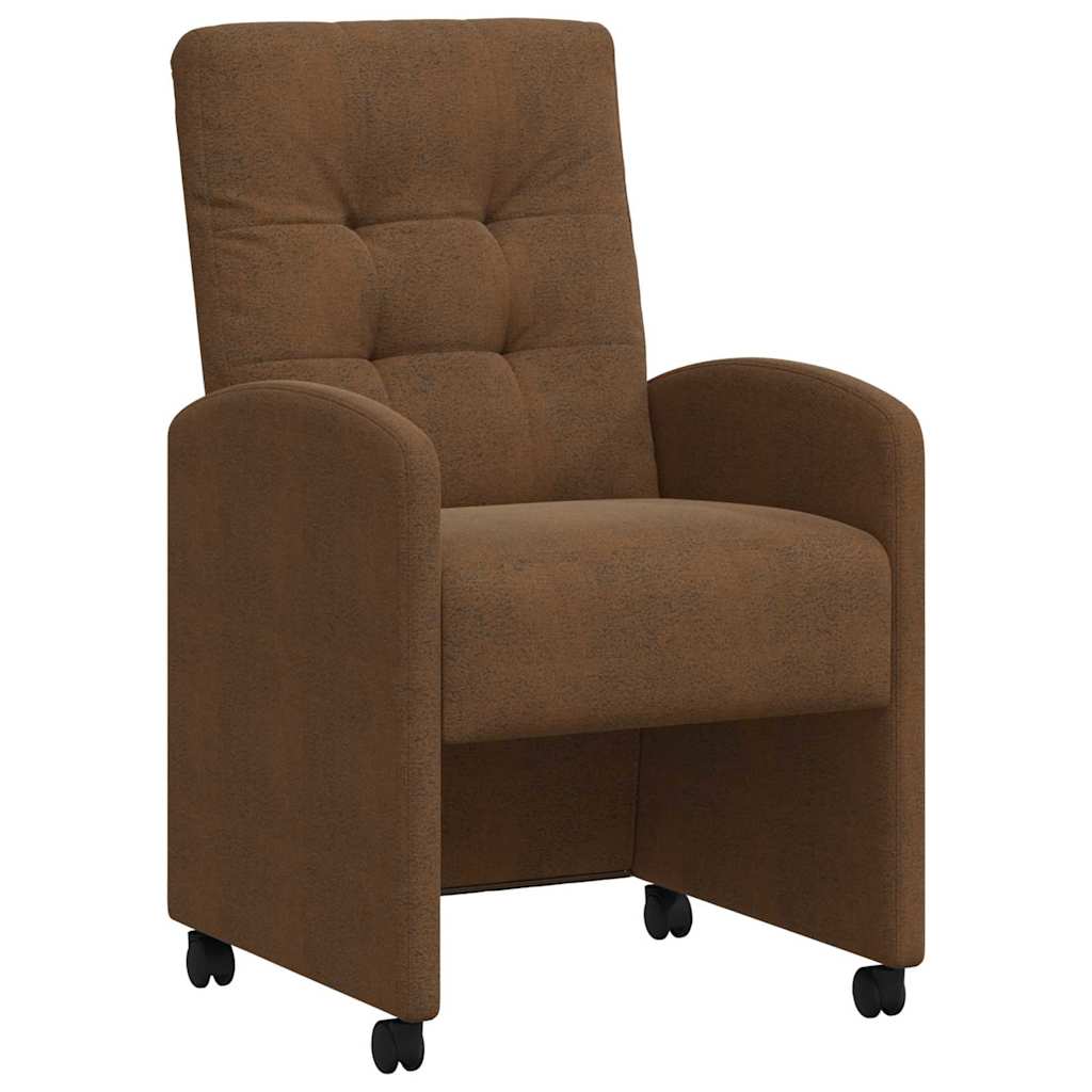Matstolar med hjul 2 pcs Brun 58 x 67 x 97 cm Faux mockaläder