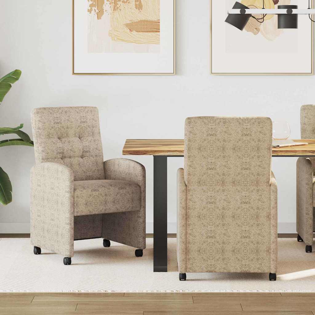 Matstolar med hjul med hjul 2 pcs Ljusgrå 58 x 67 x 97 cm
