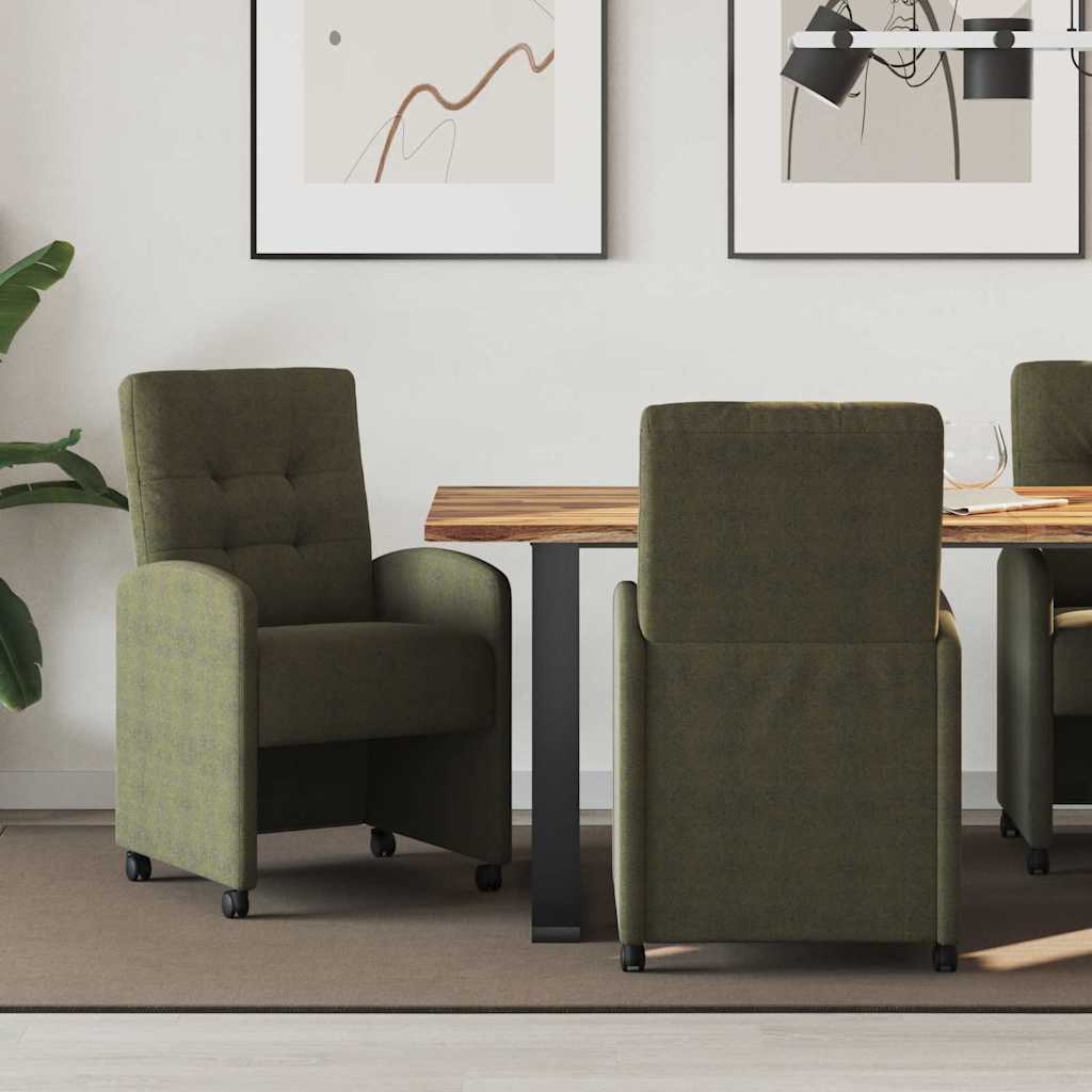 Matstolar med hjul med hjul 2 pcs Armégrön 58 x 67 x 97 cm
