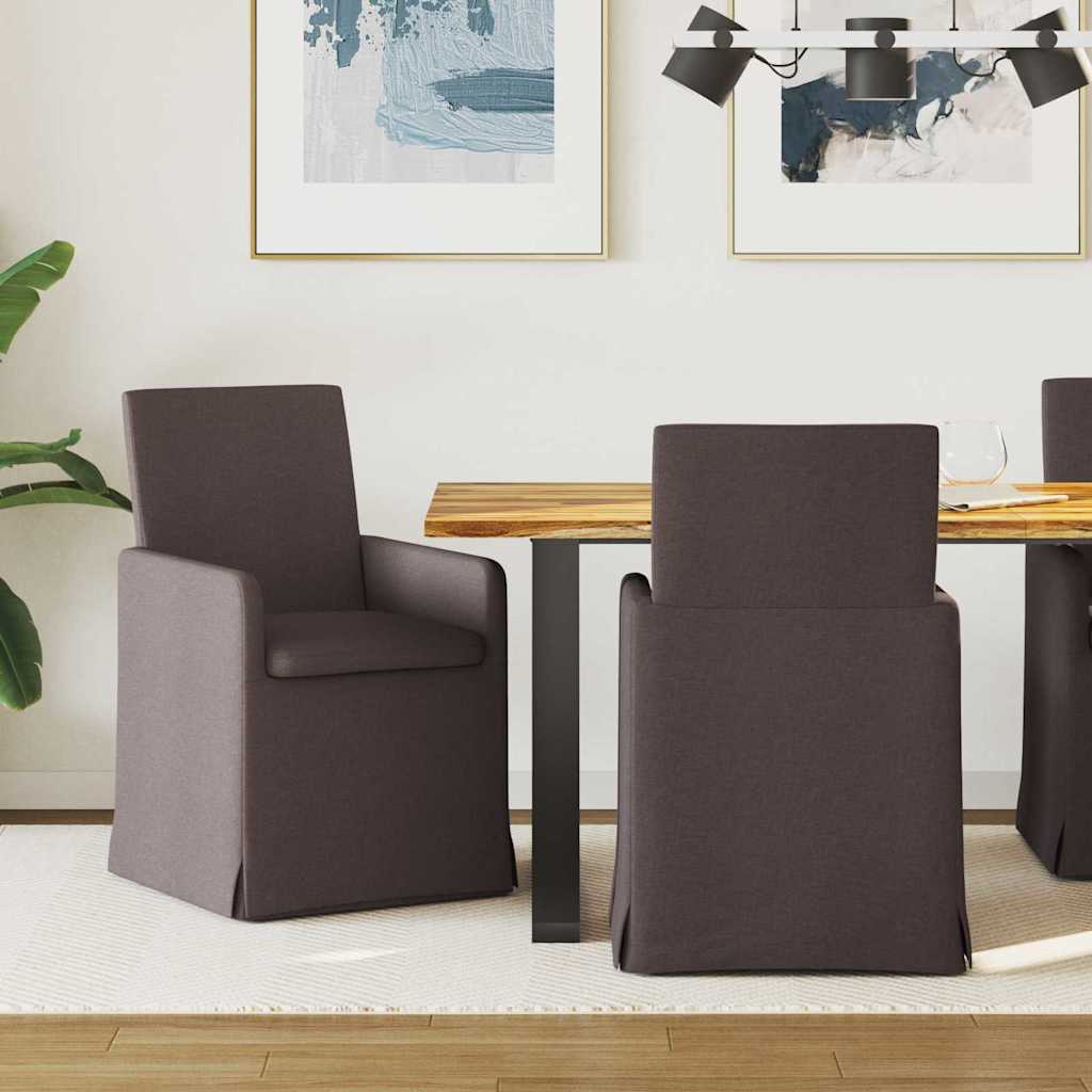 Matstolar 2 pcs Mörkbrun 57 x 67 x 95 cm tyg