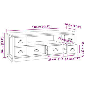TV-bänk med låda Naturfärg 110 x 30 x 40 cm Massivt teakträ