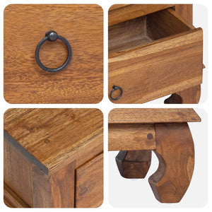 TV-bänk med låda Naturfärg 110 x 35 x 40 cm Massivt teakträ