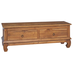 TV-bänk med låda Naturfärg 110 x 35 x 40 cm Massivt teakträ