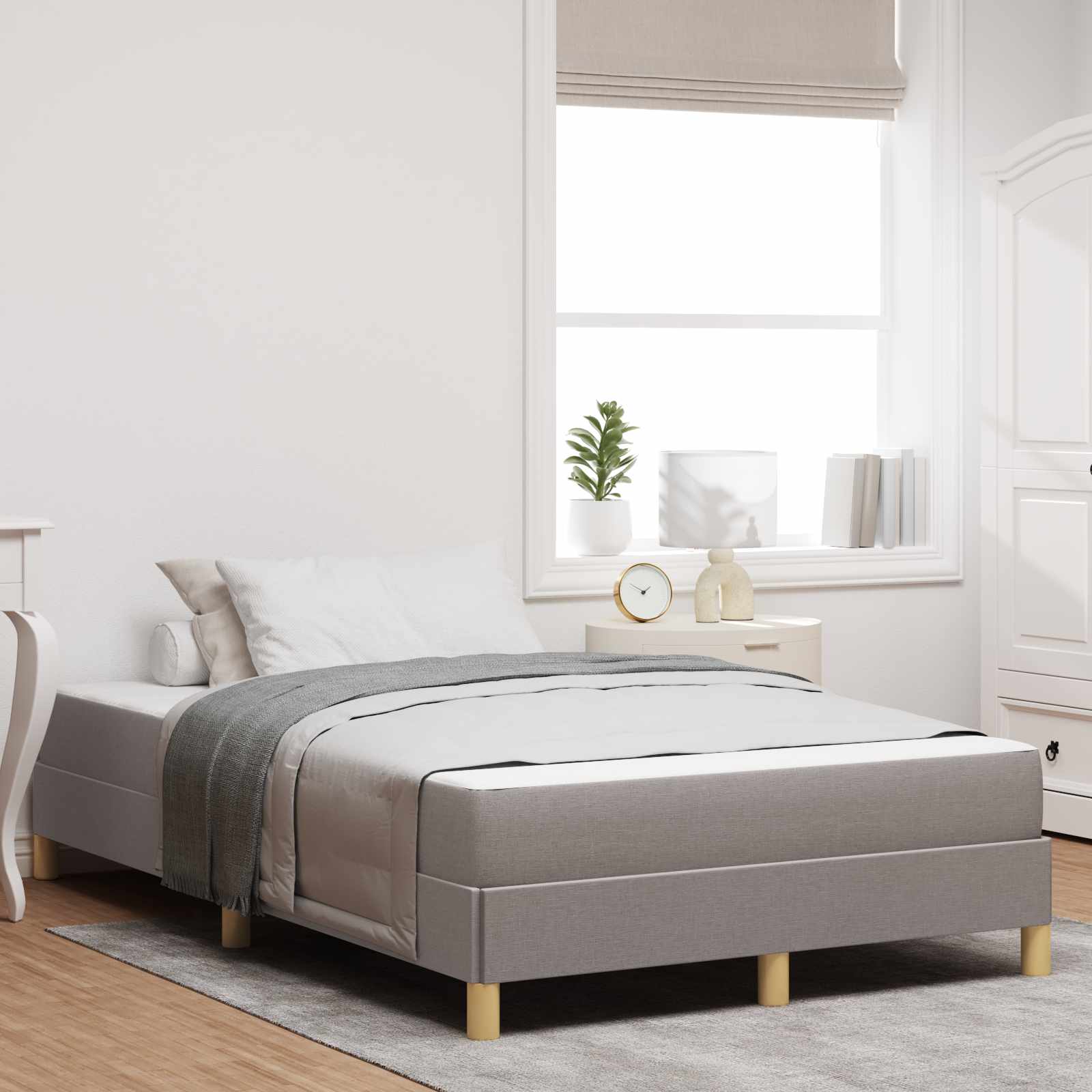Bäddfjäder med madrass Taupe 120 x 190 cm tyg