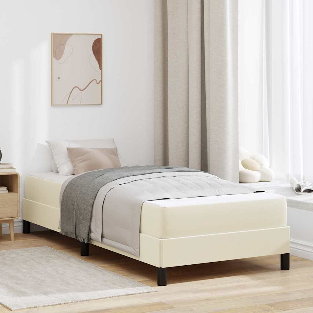 Sängram med madrass Kräm 90 x 200 cm tyg