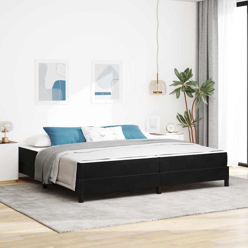 Bäddfjäder med madrass Svart 200 x 200 cm tyg