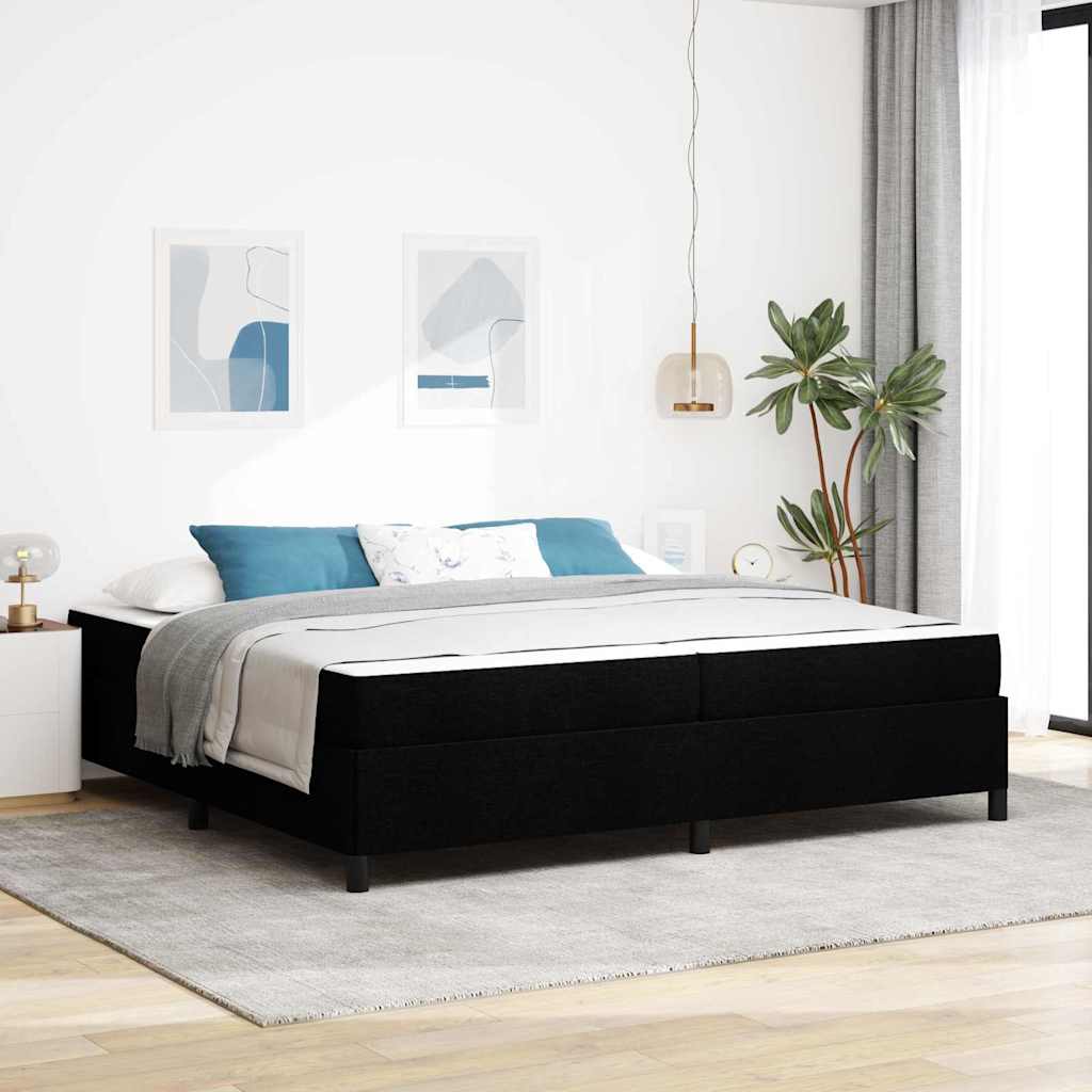 Bäddfjäder med madrass Svart 200 x 200 cm tyg