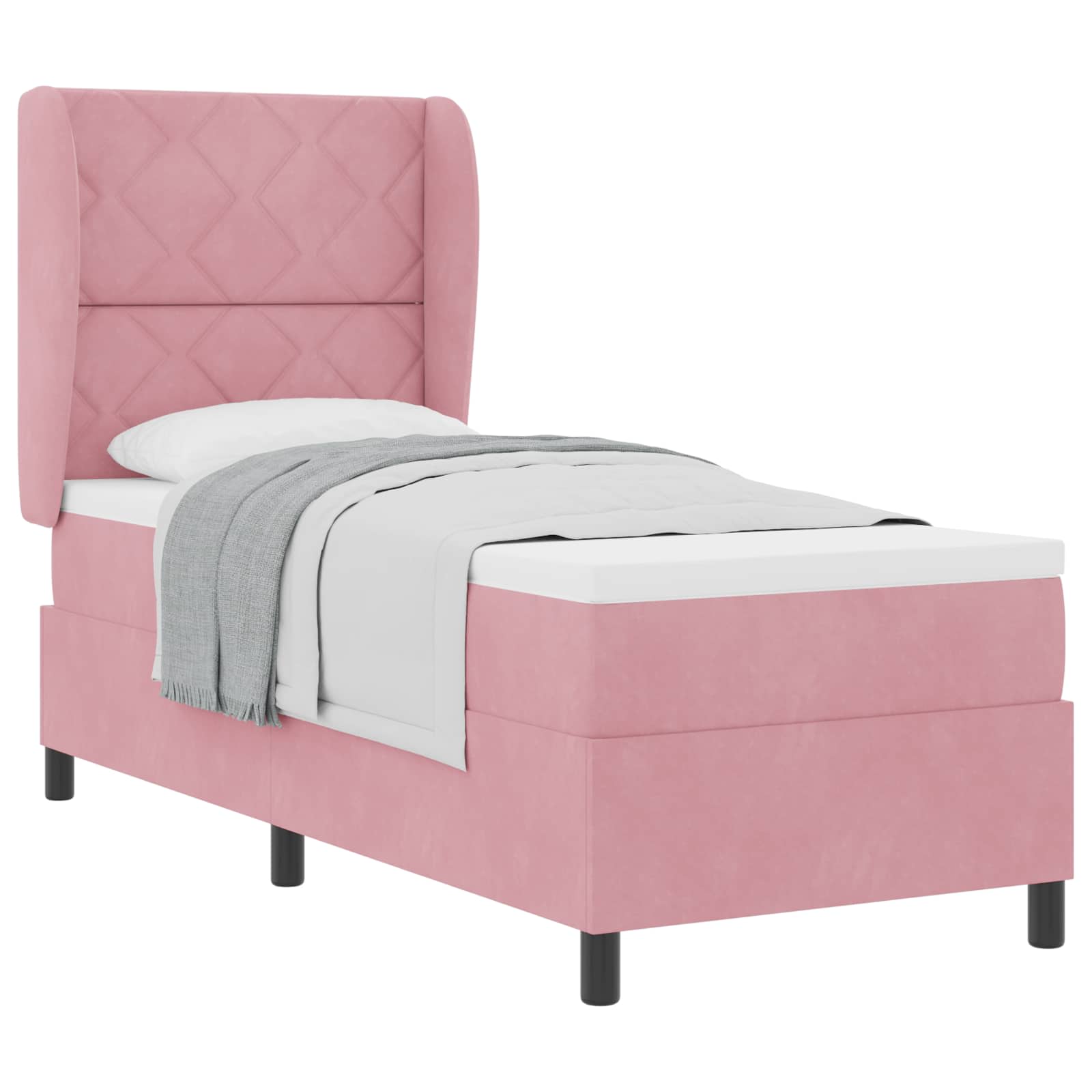 Bäddfjäder med huvudgavel Rosa 200 x 80 cm Sammet