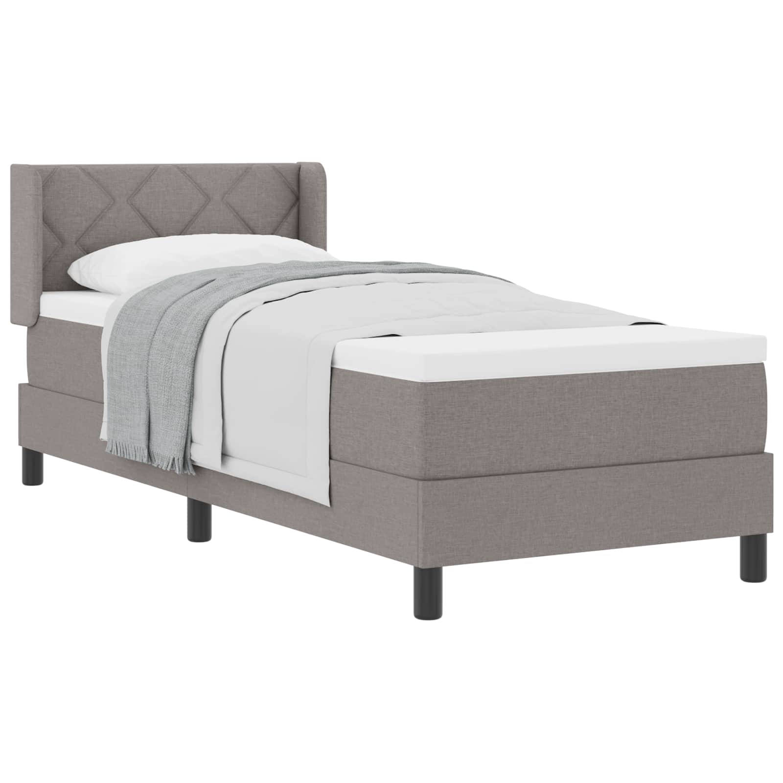 Bäddfjäder med huvudgavel Taupe 200 x 80 cm tyg