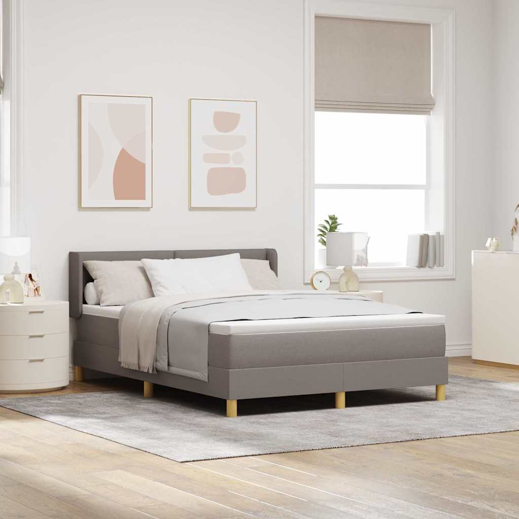 Bäddfjäder med huvudgavel Taupe 190 x 140 cm tyg