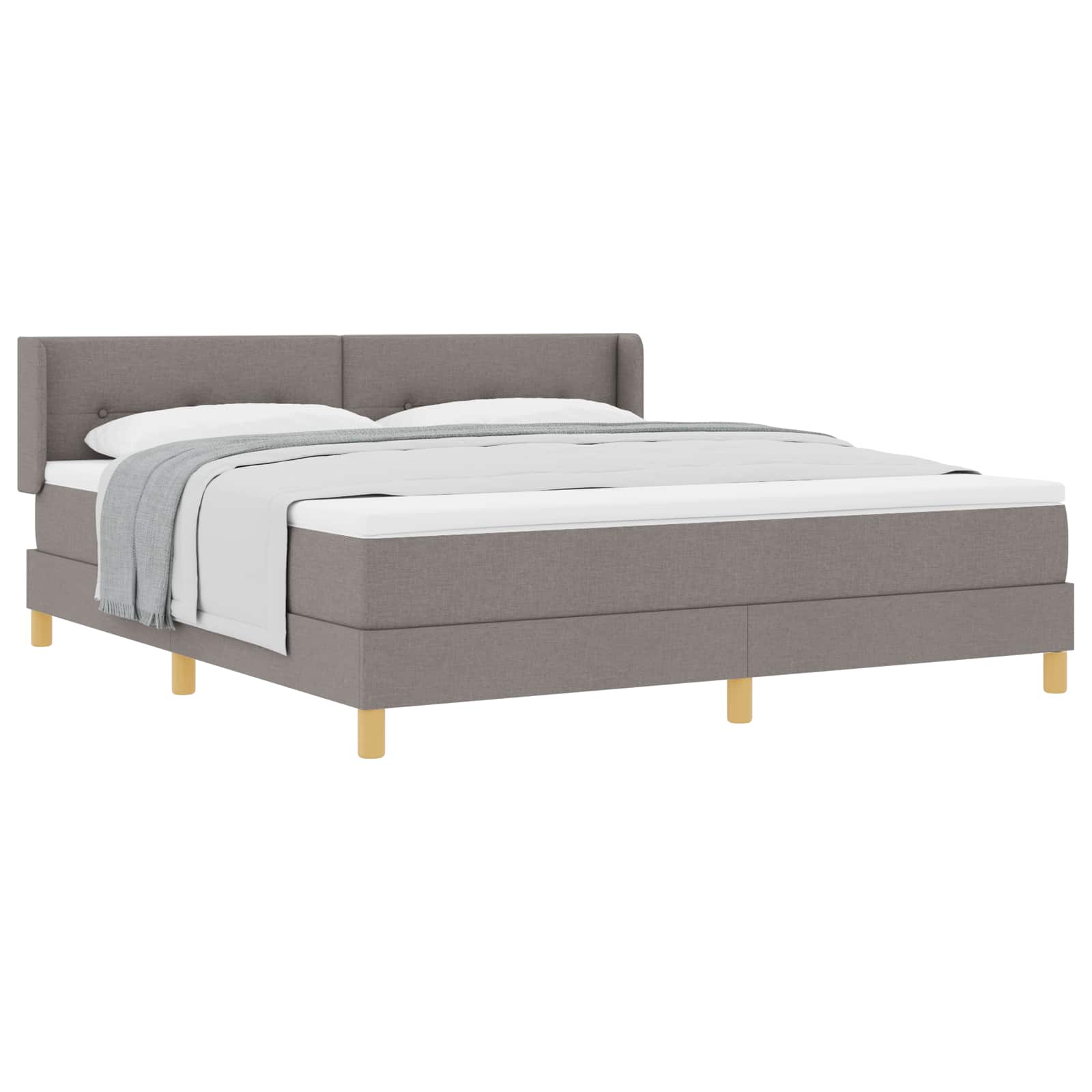 Bäddfjäder med huvudgavel Taupe 200 x 180 cm tyg