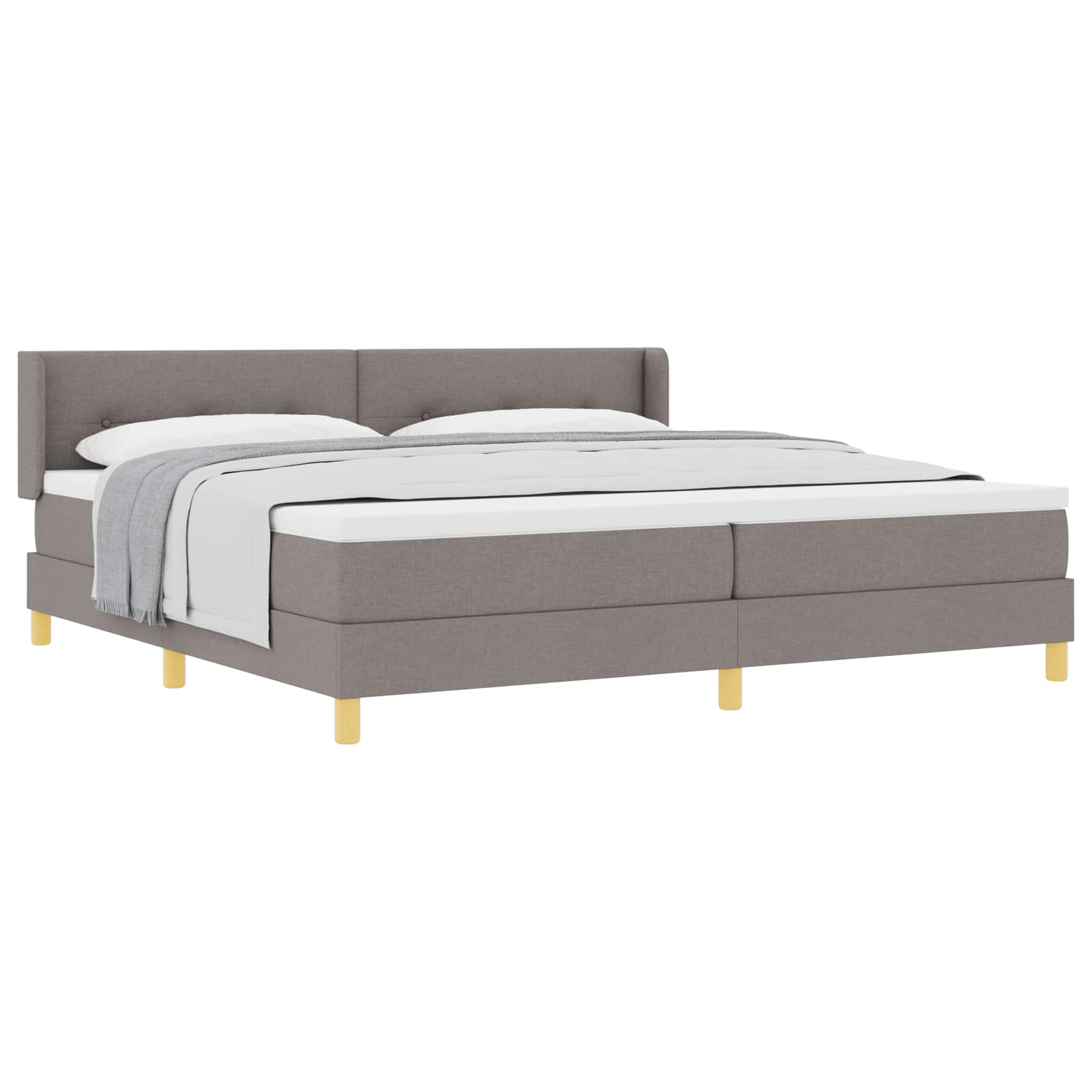 Bäddfjäder med kudde med huvudgavel Taupe 200 x 200 cm tyg