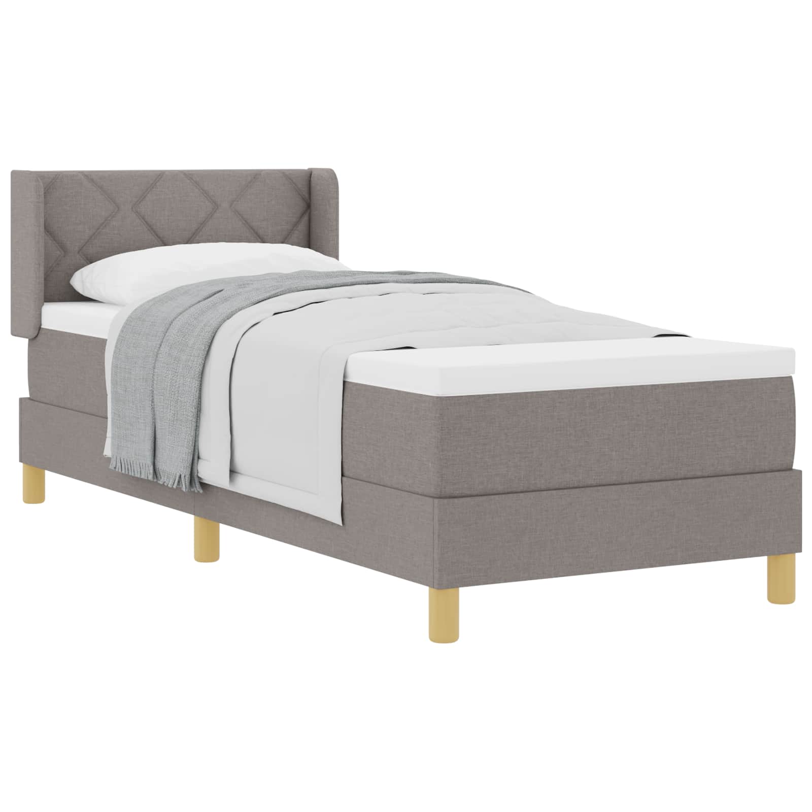 Bäddfjäder med kudde med huvudgavel Taupe 200 x 80 cm tyg