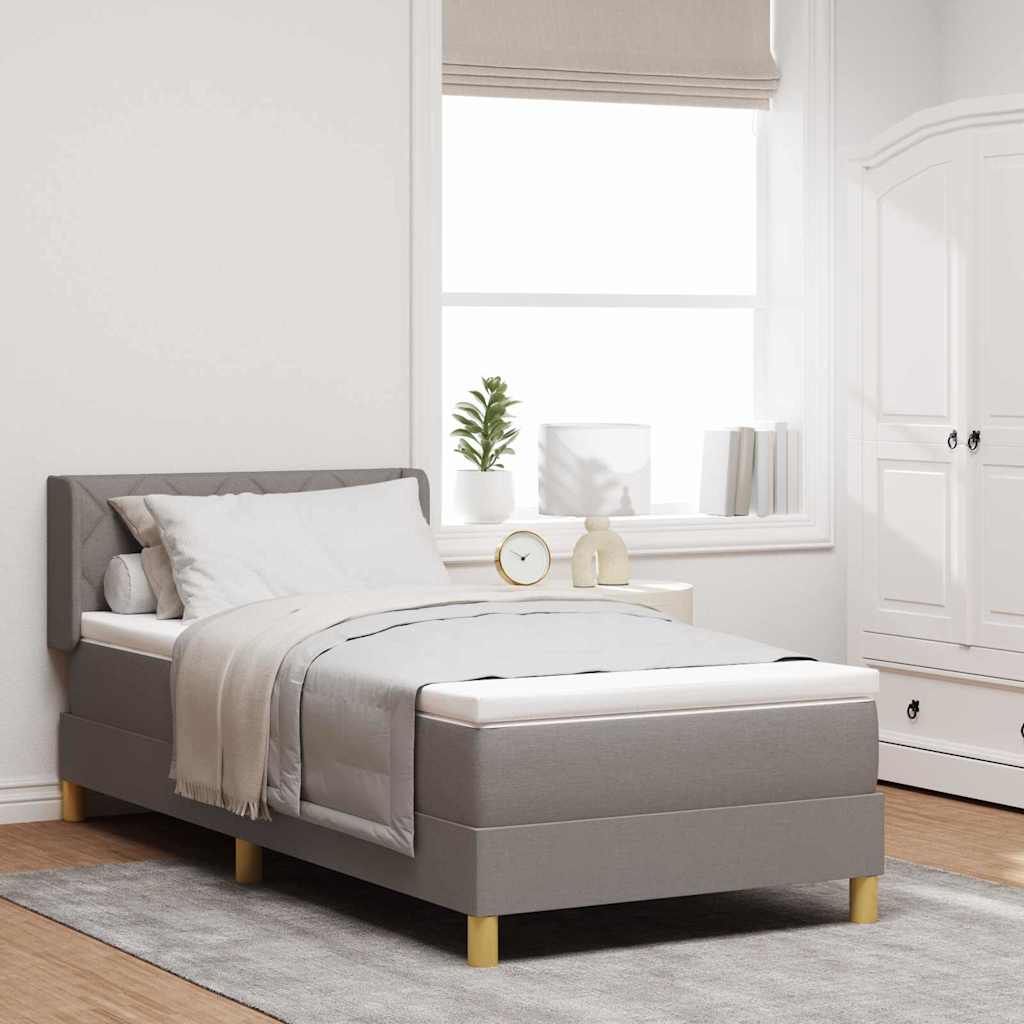 Bäddfjäder med huvudgavel Taupe 190 x 90 cm tyg