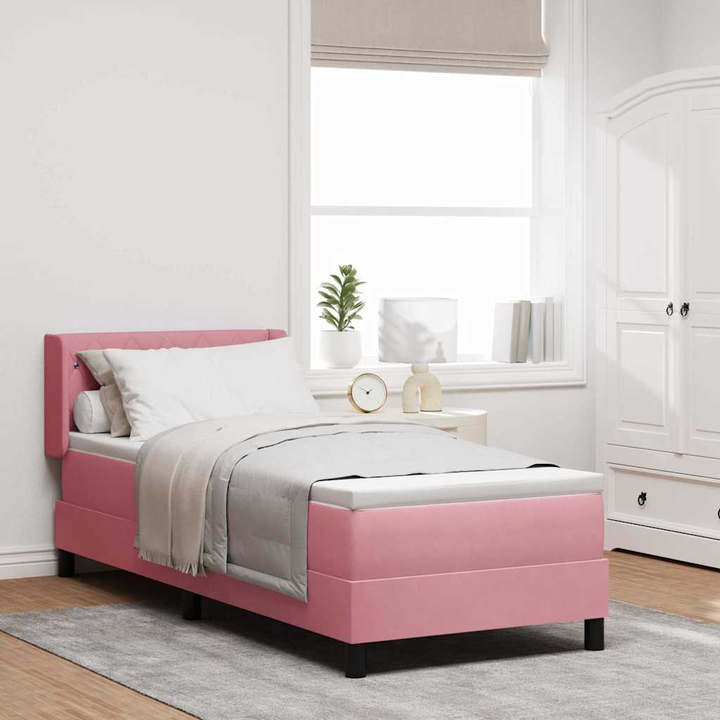 Bäddfjäder med huvudgavel Rosa 200 x 80 cm Sammet