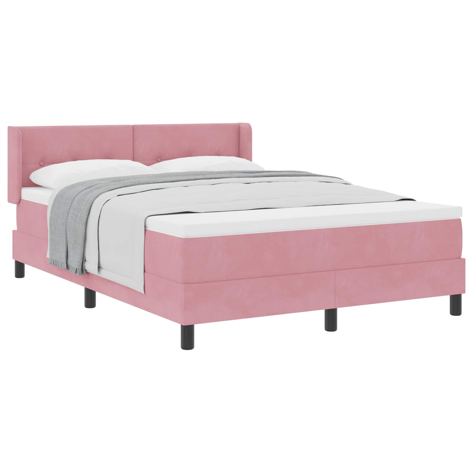 Bäddfjäder med huvudgavel Rosa 200 x 140 cm Sammet