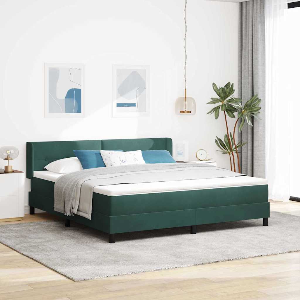 Bäddfjäder med huvudgavel Mörkgrön 200 x 180 cm Sammet